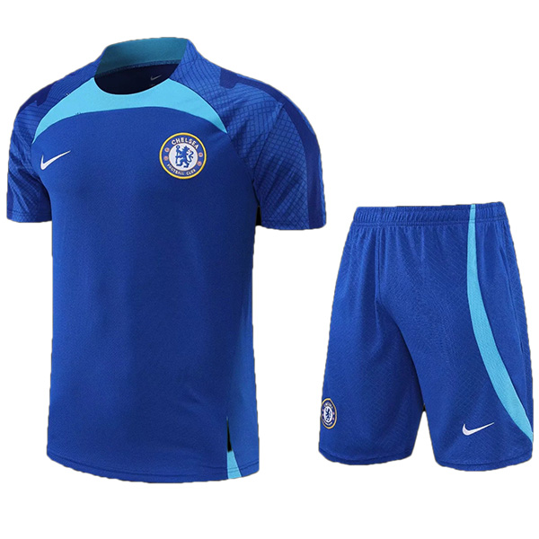 Chelsea maglia da calcio da uomo uniforme da allenamento maglia da calcio manica corta tuta sportiva blu royal t-shirt 2022-2023
